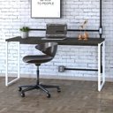 Ver imagem 1 de Escrivaninha Mesa Escritório Diretor Estilo Kuadra 150cm Industrial Carvalho Dark e Branco Chess Marrom