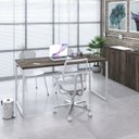 Ver imagem 7 de Escrivaninha Mesa Escritório Diretor Estilo Kuadra 150cm Industrial Carvalho Dark e Branco Chess Marrom