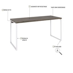 Mesa para Escritório Diretor Estilo Industrial 150cm Kuadra - 5