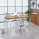 Ver imagem 7 de Escrivaninha Mesa Escritório Diretor Estilo Kuadra 150cm Industrial Lamina Mel e Branco Marrom