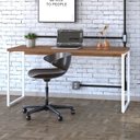 Ver imagem 1 de Escrivaninha Mesa Escritório Diretor Estilo Kuadra 150cm Industrial Lamina Mel e Branco Marrom