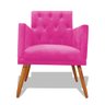 Kit Decorativo Duas Poltrona Nina Retro Pés Palito Suede Rosa Pink com Roda Pé Eli Móveis - 2