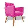 Kit Decorativo Duas Poltrona Nina Retro Pés Palito Suede Rosa Pink com Roda Pé Eli Móveis - 3