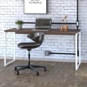 Ver imagem 1 de Escrivaninha Mesa Escritório Diretor Estilo Kuadra 150cm Industrial Nogal e Branco Marrom