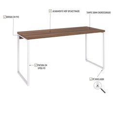 Mesa para Escritório Diretor Estilo Industrial 150cm Kuadra - 5