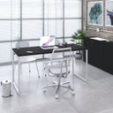 Ver imagem 7 de Escrivaninha Mesa Escritório Diretor Estilo Kuadra 150cm Industrial Preto Ônix e Branco Chess