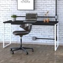 Ver imagem 1 de Escrivaninha Mesa Escritório Diretor Estilo Kuadra 150cm Industrial Preto Ônix e Branco Chess