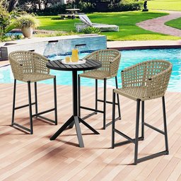 Kit Mesa Bistrô Hani Com 03 Banquetas Área Gourmet Bar Corda Náutica Porto D04 Bege - Lyam Decor - 2