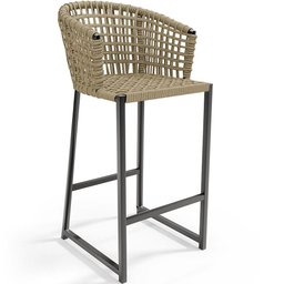 Kit Mesa Bistrô Hani Com 03 Banquetas Área Gourmet Bar Corda Náutica Porto D04 Bege - Lyam Decor - 4