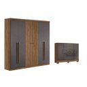 Ver imagem 1 de Quarto Completo Casal Guarda Roupa 6PTAS Buriti + Cômoda Pinhais Grafite S. Andirá