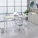 Ver imagem 7 de Escrivaninha Mesa Escritório Diretor Estilo Kuadra 150cm Industrial Snow e Branco Chess