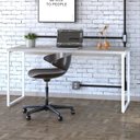 Ver imagem 1 de Escrivaninha Mesa Escritório Diretor Estilo Kuadra 150cm Industrial Snow e Branco Chess