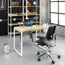 Ver imagem 7 de Escrivaninha Mesa Escritório Office Estilo Kuadra 90cm Industrial Carvalho e Branco Marrom