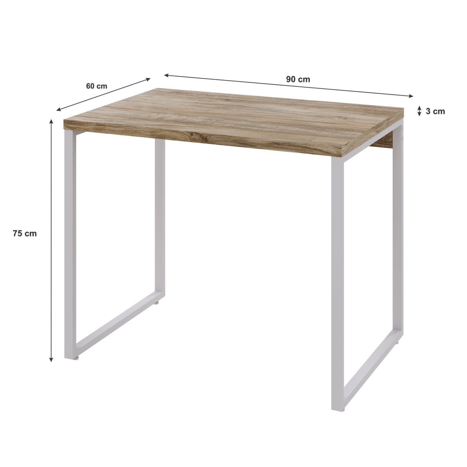 Mesa Para Escritório Office Estilo Industrial 90Cm Kuadra - 3