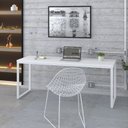 Ver imagem 7 de Escrivaninha Mesa Escritório Estilo Diretor Kuadra 180cm Industrial Branco e Branco Chess