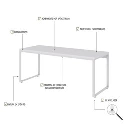 Escrivaninha Mesa Escritório Estilo Industrial Diretor 180cm Kuadra - 5 Escrivaninha Mesa Escritório Estilo Industrial Diretor 180cm Kuadra - 5