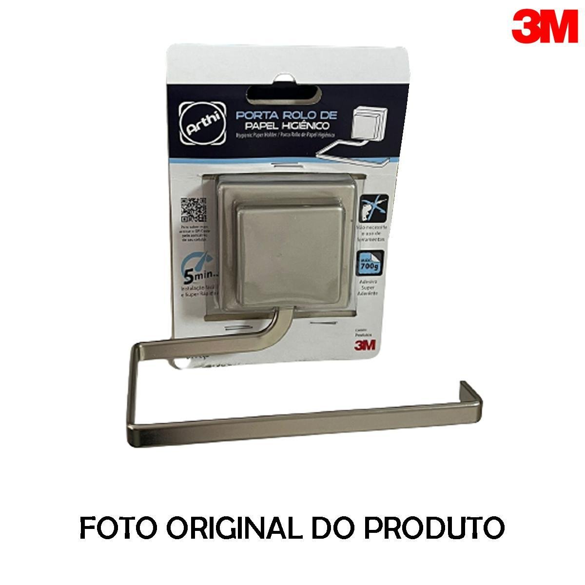 Suporte Papel Higiênico Piatina Cromo Fosco Arthi 3m 3347 - 2