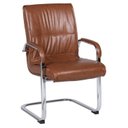 Ver imagem 4 de Kit com 8 Cadeiras Office Base Fixa em Aço Cromado e Couro Ecologico Austin Marrom/Caramelo