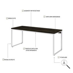 Escrivaninha Mesa Escritório Estilo Industrial Diretor 180cm Kuadra - 5