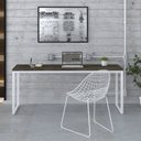 Ver imagem 1 de Escrivaninha Mesa Escritório Estilo Diretor Kuadra 180cm Industrial Carvalho Dark e Branco Chess Marrom