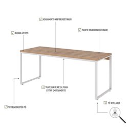 Escrivaninha Mesa Escritório Estilo Industrial Diretor 180cm Kuadra - 5 Escrivaninha Mesa Escritório Estilo Industrial Diretor 180cm Kuadra - 5