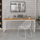 Ver imagem 1 de Escrivaninha Mesa Escritório Estilo Diretor Kuadra 180cm Industrial Lamina Mel e Branco Marrom