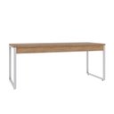 Ver imagem 6 de Escrivaninha Mesa Escritório Estilo Diretor Kuadra 180cm Industrial Lamina Mel e Branco Marrom