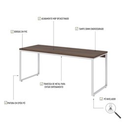 Escrivaninha Mesa Escritório Estilo Industrial Diretor 180cm Kuadra - 5
