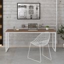 Ver imagem 1 de Escrivaninha Mesa Escritório Estilo Diretor Kuadra 180cm Industrial Nogal e Branco Marrom