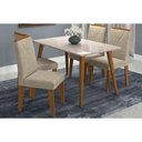 Ver imagem 1 de Conjunto: Mesa Sala Jantar Adele Madeira Maciça Tampo Madeirado C/ Vidro 130x80cm e 4 Cadeiras
