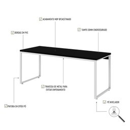 Escrivaninha Mesa Escritório Estilo Industrial Diretor 180cm Kuadra - 5