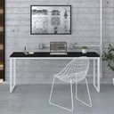 Ver imagem 1 de Escrivaninha Mesa Escritório Estilo Diretor Kuadra 180cm Industrial Preto Ônix e Branco Chess