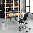 Ver imagem 7 de Escrivaninha Mesa Escritório Office Estilo Kuadra 90cm Industrial Lamina Mel e Branco Marrom