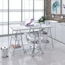 Ver imagem 6 de Escrivaninha Mesa Escritório Cavalete Estilo Kuadra 4 Prateleiras 135cm Industrial Branco