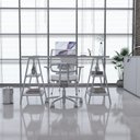 Ver imagem 1 de Escrivaninha Mesa Escritório Cavalete Estilo Kuadra 4 Prateleiras 135cm Industrial Branco