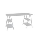 Ver imagem 2 de Escrivaninha Mesa Escritório Cavalete Estilo Kuadra 4 Prateleiras 135cm Industrial Branco