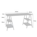 Ver imagem 3 de Escrivaninha Mesa Escritório Cavalete Estilo Kuadra 4 Prateleiras 135cm Industrial Branco
