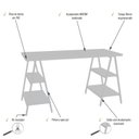 Ver imagem 5 de Escrivaninha Mesa Escritório Cavalete Estilo Kuadra 4 Prateleiras 135cm Industrial Branco