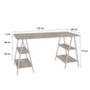 Ver imagem 3 de Escrivaninha Mesa Escritório Cavalete Estilo Kuadra 4 Prateleiras 135cm Industrial Carvalho Marrom/Branca