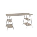 Ver imagem 2 de Escrivaninha Mesa Escritório Cavalete Estilo Kuadra 4 Prateleiras 135cm Industrial Carvalho Marrom/Branca
