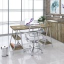 Ver imagem 6 de Escrivaninha Mesa Escritório Cavalete Estilo Kuadra 4 Prateleiras 135cm Industrial Carvalho Marrom/Branca