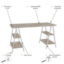 Ver imagem 5 de Escrivaninha Mesa Escritório Cavalete Estilo Kuadra 4 Prateleiras 135cm Industrial Carvalho Marrom/Branca