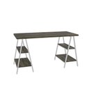 Ver imagem 2 de Escrivaninha Mesa Escritório Cavalete Estilo Kuadra 4 Prateleiras 135cm Industrial Carvalho Dark Marrom/Branca