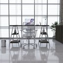 Ver imagem 1 de Escrivaninha Mesa Escritório Cavalete Estilo Kuadra 4 Prateleiras 135cm Industrial Carvalho Dark Marrom/Branca