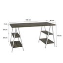 Ver imagem 3 de Escrivaninha Mesa Escritório Cavalete Estilo Kuadra 4 Prateleiras 135cm Industrial Carvalho Dark Marrom/Branca