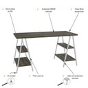Ver imagem 5 de Escrivaninha Mesa Escritório Cavalete Estilo Kuadra 4 Prateleiras 135cm Industrial Carvalho Dark Marrom/Branca