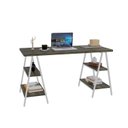 Ver imagem 4 de Escrivaninha Mesa Escritório Cavalete Estilo Kuadra 4 Prateleiras 135cm Industrial Carvalho Dark Marrom/Branca