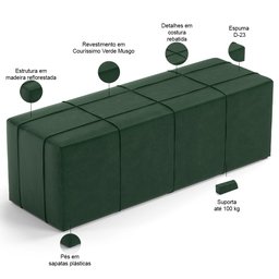 Kit Cabeceira Cama Box King 195cm com Calçadeira Roma W01 Couríssimo Verde - Lyam Lyam Decor - 6