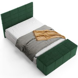 Kit Cabeceira Cama Box King 195cm com Calçadeira Roma W01 Couríssimo Verde - Lyam Lyam Decor - 11