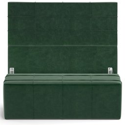 Kit Cabeceira Cama Box King 195cm com Calçadeira Roma W01 Couríssimo Verde - Lyam Lyam Decor - 1
